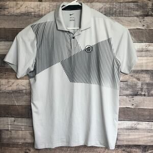 Nike Mens Vapor Printed Polo Shirt Large Gray Performance Preppy Business